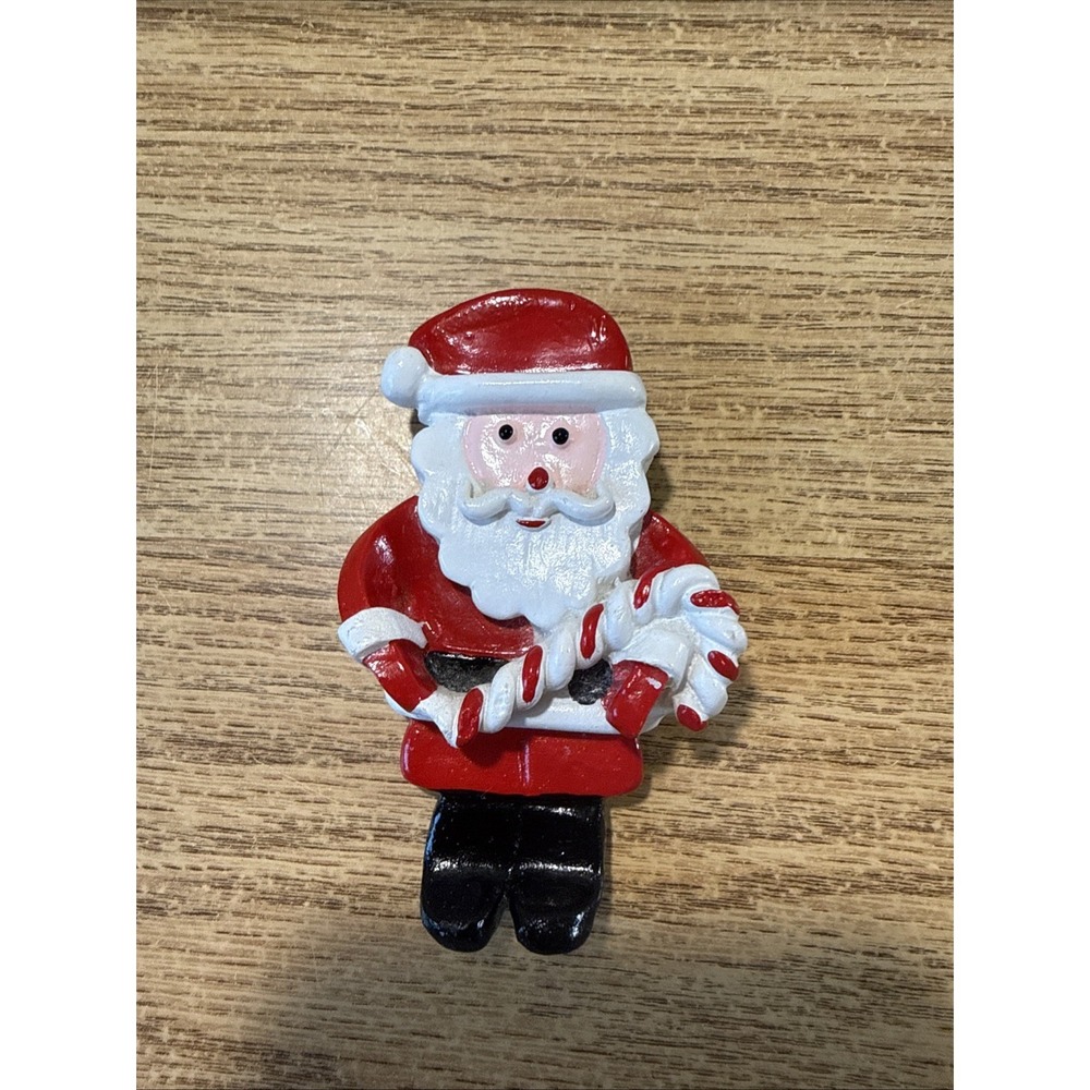 Vintage Santa Claus Brooch Red White Enamel Christmasβ Holiday Pin